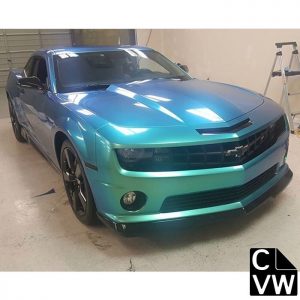 Chevrolet wrapped in Orafol Shift Effect Gloss Aquamarine shade shifting vinyl