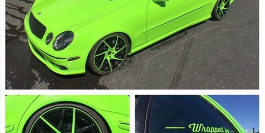 Mercedes Benz wrapped in Orafol 970RA Lawn Green vinyl