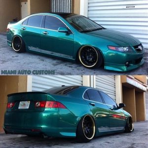 Acura wrapped in Avery SW Gloss Dark Green Pearl vinyl
