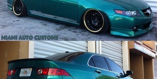 Acura wrapped in Avery SW Gloss Dark Green Pearl vinyl