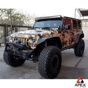 Jeep wrapped in custom printed #camo on 3M IJ180mC vinyl with 8519 overlaminate