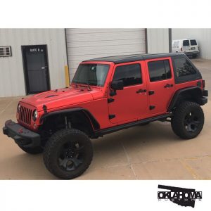 Jeep wrapped in Arlon 2600CX Satin Red Chrome vinyl