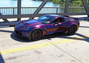 Chevrolet Corvette wrapped in ColorFlip Gloss Deep Space Blue/Bronze/Purple shade shifting vinyl