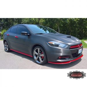 Dodge wrapped in Avery SW Brushed Black Metallic & Carmine Red vinyls