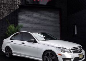 Mercedes Benz wrapped in 1080 Satin Pearl White vinyl