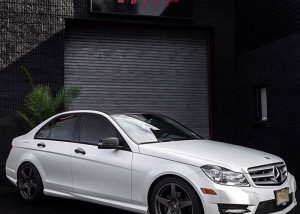 Mercedes Benz wrapped in 1080 Satin Pearl White vinyl