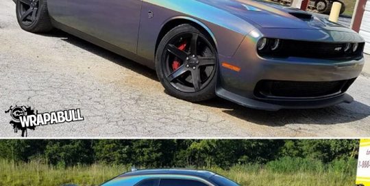 Dodge wrapped in ColorFlip Psychedelic shade shifting vinyl