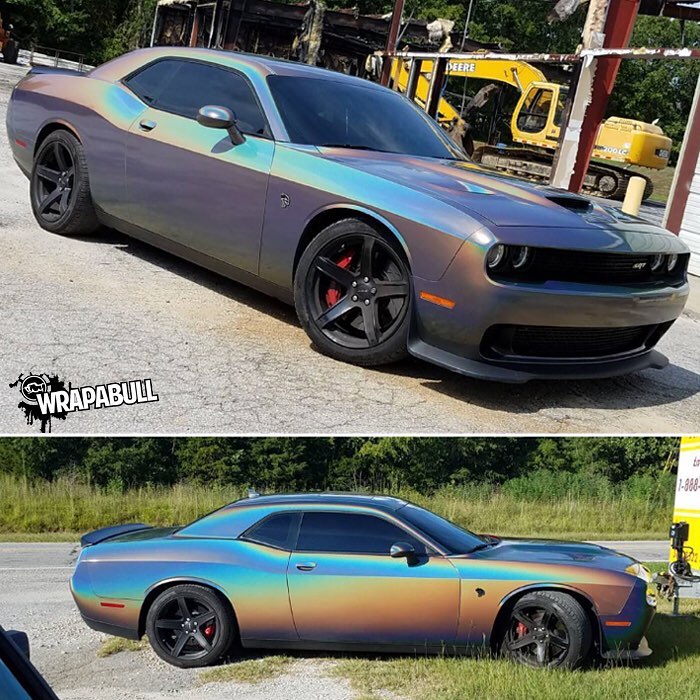 Dodge wrapped in ColorFlip Psychedelic shade shifting vinyl
