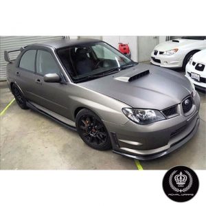Subaru wrapped in Matte Charcoal Metallic vinyl