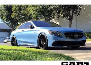 Mercedes Benz wrapped in Avery SW Matte Frosty Blue Metallic vinyl