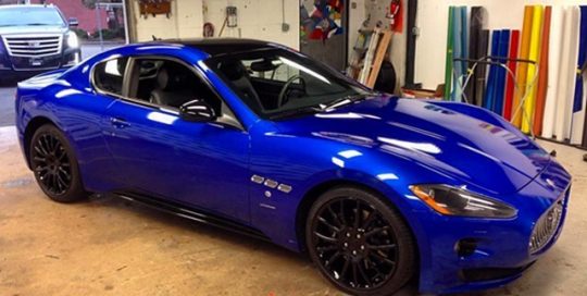 Maserati wrapped in 3M 1080 Gloss Cosmic Blue vinyl