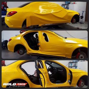 Mercedes Benz wrapped in 3M 1080 Gloss Sunflower Yellow vinyl