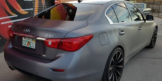 Infiniti wrapped in 3M 1080 Brushed Steel vinyl