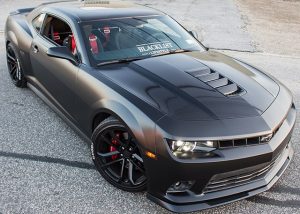 Chevrolet Camaro wrapped in Avery SW Satin Black and Gloss Black vinyl