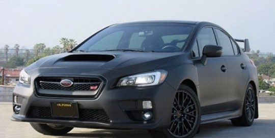Subaru wrapped in 3M 1080 Matte Deep Black vinyl