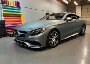 Mercedes Benz wrapped in Arlon UPP Matte Frozen Grey vinyl