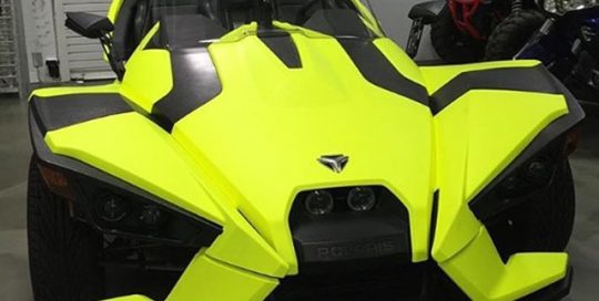 Polaris wrapped in Arlon UPP Matte Flourescent Hi Liter Yellow vinyl