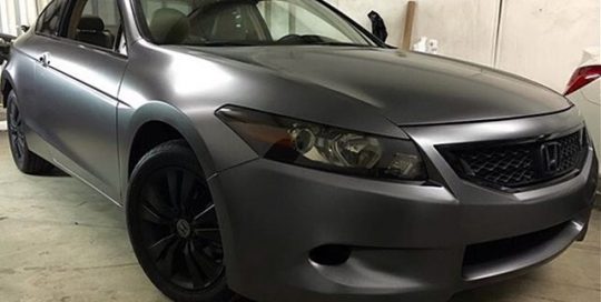 Honda Accord wrapped in Satin Dark Gray vinyl