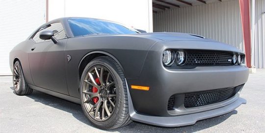 Dodge Challenger wrapped in Avery SW Matte Black vinyl