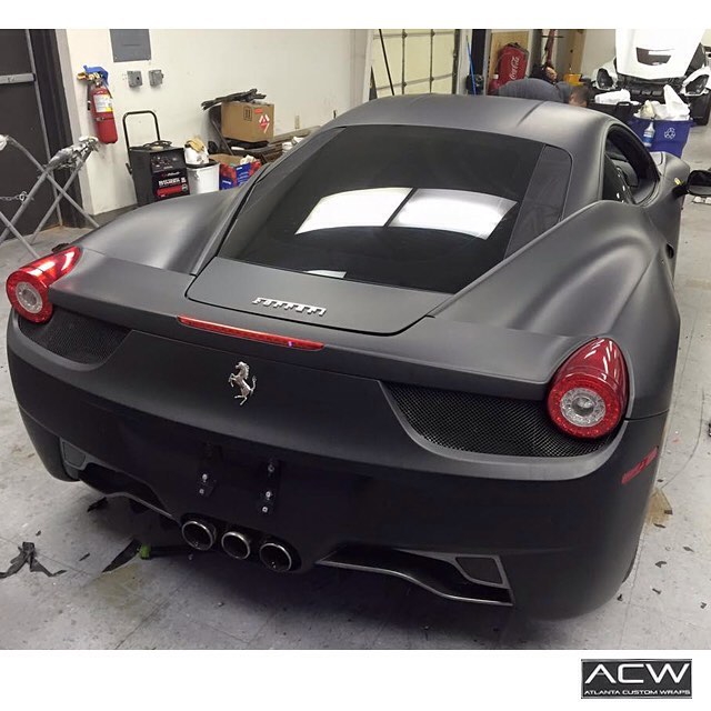 Gloss red Wrapped Ferrari 458 - Atlanta Custom Wraps