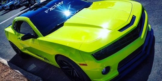 Chevrolet Camaro wrapped in Avery SW Gloss Lime Green vinyl