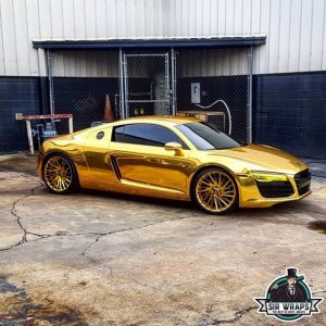 Audi wrapped in Avery SW Gold Chrome vinyl