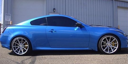 Infiniti wrapped in Gloss Blue Metallic vinyl