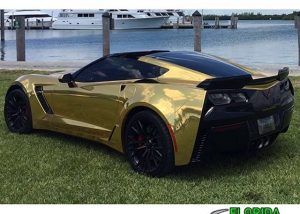 Chevrolet Corvette wrapped in Avery SW Gold Chrome vinyl