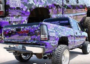 Chevrolet wrapped in custom designed and printed #camo on 3M 180Cv3 vinyl