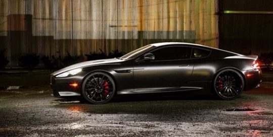 Aston Martin wrapped in Avery SW Satin Black vinyl