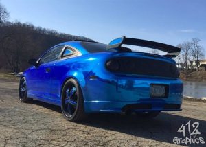 Chevrolet wrapped in Avery SW Blue Chrome vinyl