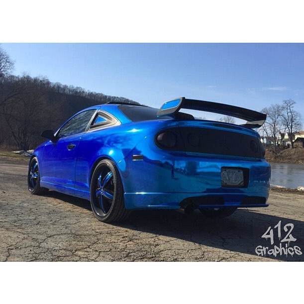 Chevrolet wrapped in Avery SW Blue Chrome vinyl