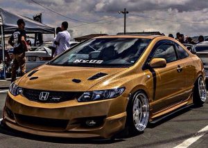Honda Civic wrapped in Avery SW Diamond Amber vinyl