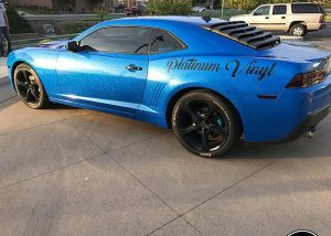 Chevrolet Camaro wrapped in Avery SW Metallic Diamond Blue vinyl