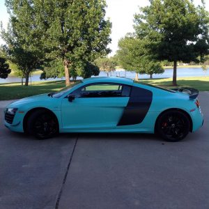 Audi wrapped in custom printed Tiffany Blue on 3M IJ 180Cv3 vinyl