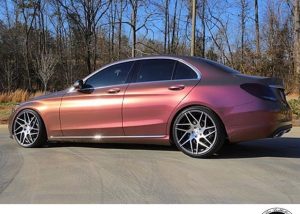Mercedes Benz wrapped in Orafol 970RA Shift Effect Aubergine/Bronze vinyl