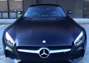 Mercedes Benz wrapped in 1080 Satin Black vinyl