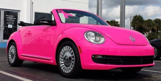 Volkswagen wrapped in Satin Neon Pink Fluorescent vinyl