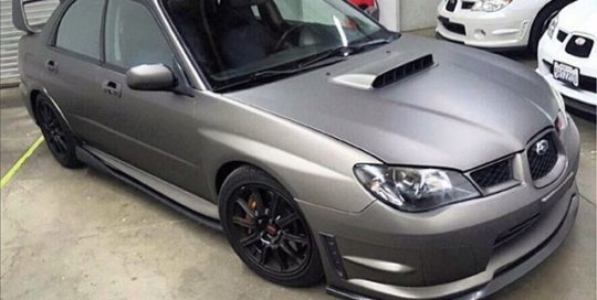 Subaru wrapped in 1080 Matte Charcoal Metallic vinyl