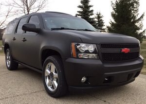 Chevrolet wrapped in 3M 1080-M12 Matte Black and 1080-G12 Gloss Black