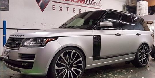 Range Rover wrapped in 3M 1080 Satin White Aluminum vinyl