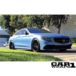 Mercedes Benz wrapped in Avery SW Matte Frosty Blue Metallic vinyl