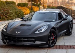 Chevrolet Corvette wrapped in 3M1080 Matte Deep Black vinyl