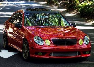 Mercedes Benz wrapped in 3M1080 Gloss Dark Red vinyl