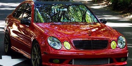 Mercedes Benz wrapped in 3M1080 Gloss Dark Red vinyl