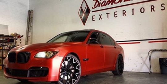 BMW wrapped in Arlon UPP Brushed Red Aluminum vinyl