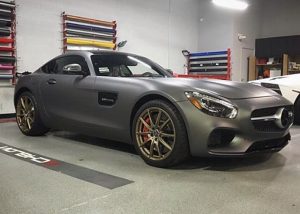 Mercedes Benz wrapped in Avery Matte Charcoal Metallic vinyl