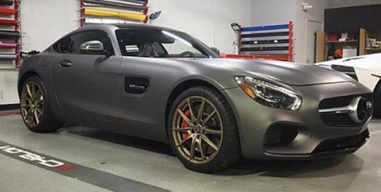 Mercedes Benz wrapped in Avery Matte Charcoal Metallic vinyl