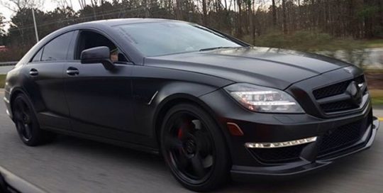 Mercedes Benz wrapped in Avery SW Satin Black vinyl