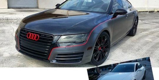 Audi wrapped in 1080 Gloss Black and Satin Dark Gray vinyls